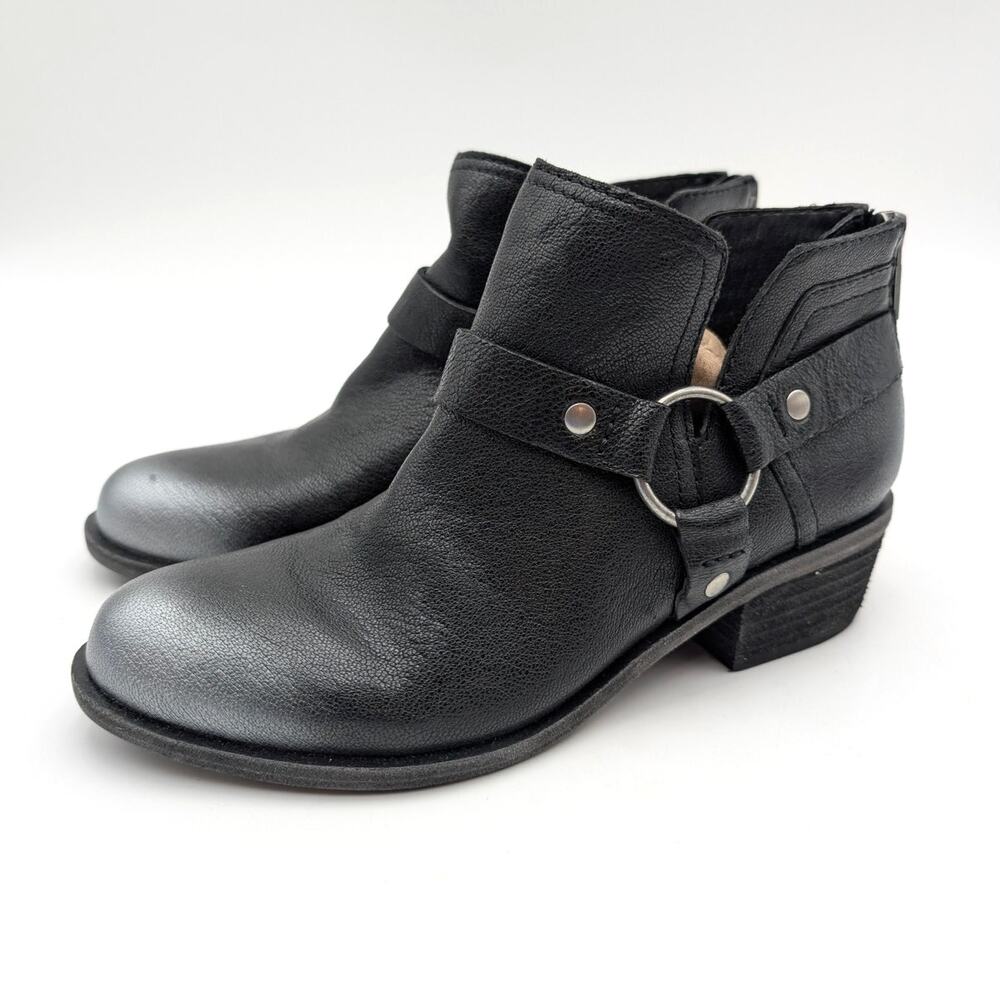 Lucky Brand Boltin Block Heel Ankle Bootie Back Zip Women's Black Sz US6M EU36.5